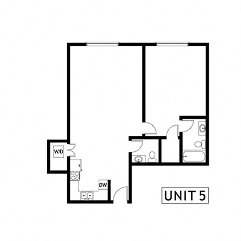 Floor plan for 1 bed, 1.5 baths, 947 sqft